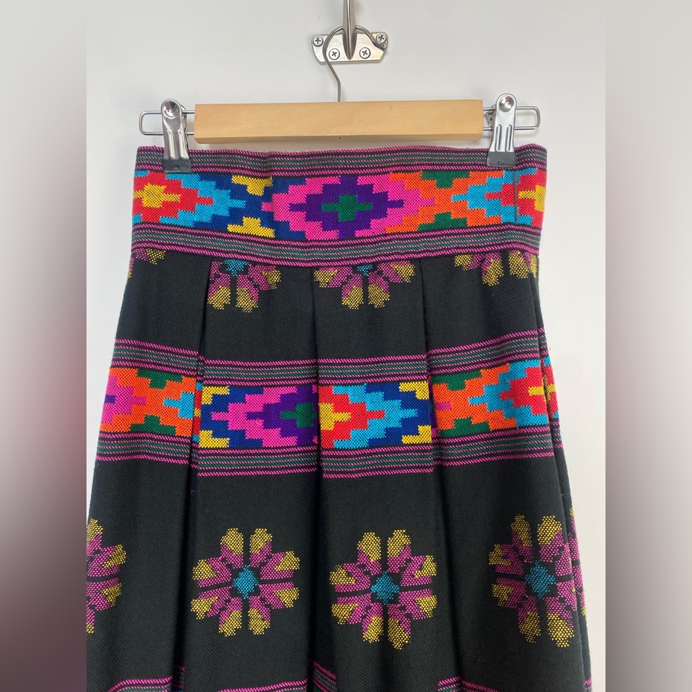Vintage 1970s Anthony Muto for Saz II Wool Skirt – Boho Folk Artisan Woven - Picture 7 of 15
